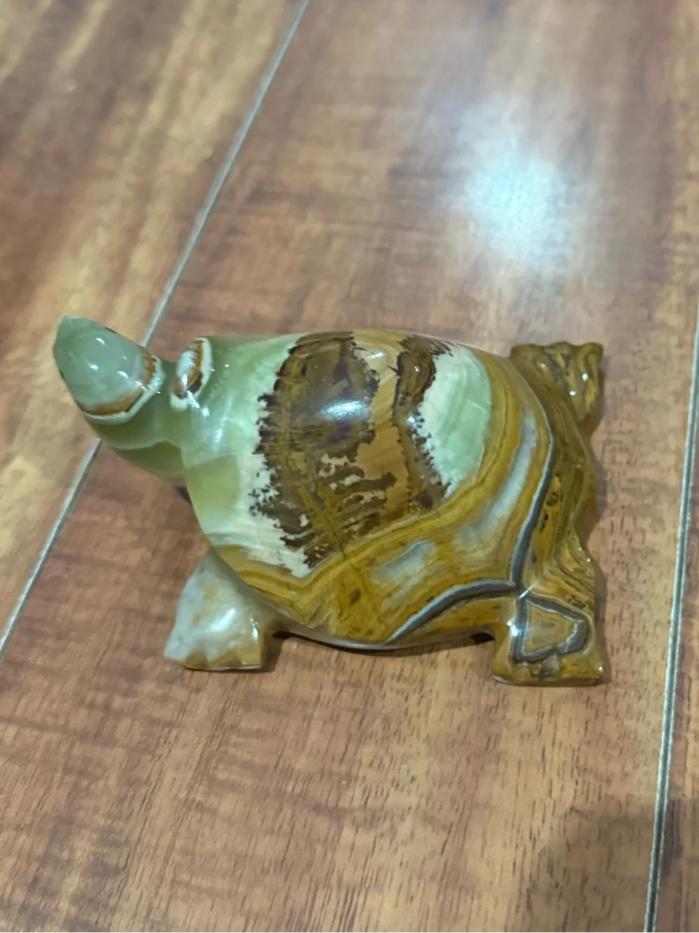 Handcrafted Green and Brown Jasper Turtle Figurine - Home Accents